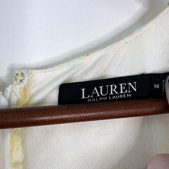 LAUREN Ralph Lauren Floral Yellow & Cream Sleeveless Midi Dress - Picture 9 of 11